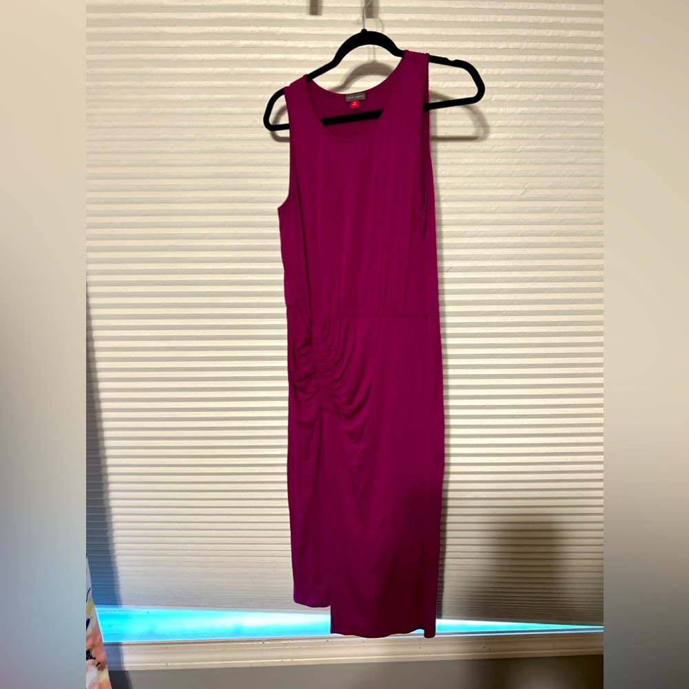 EUc Vince Camuto Raspberry Faux Wrap sleeveless midi Dress Medium